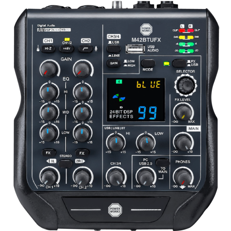 Powerworks M42BT-UFX | 4-Channel Mixer
