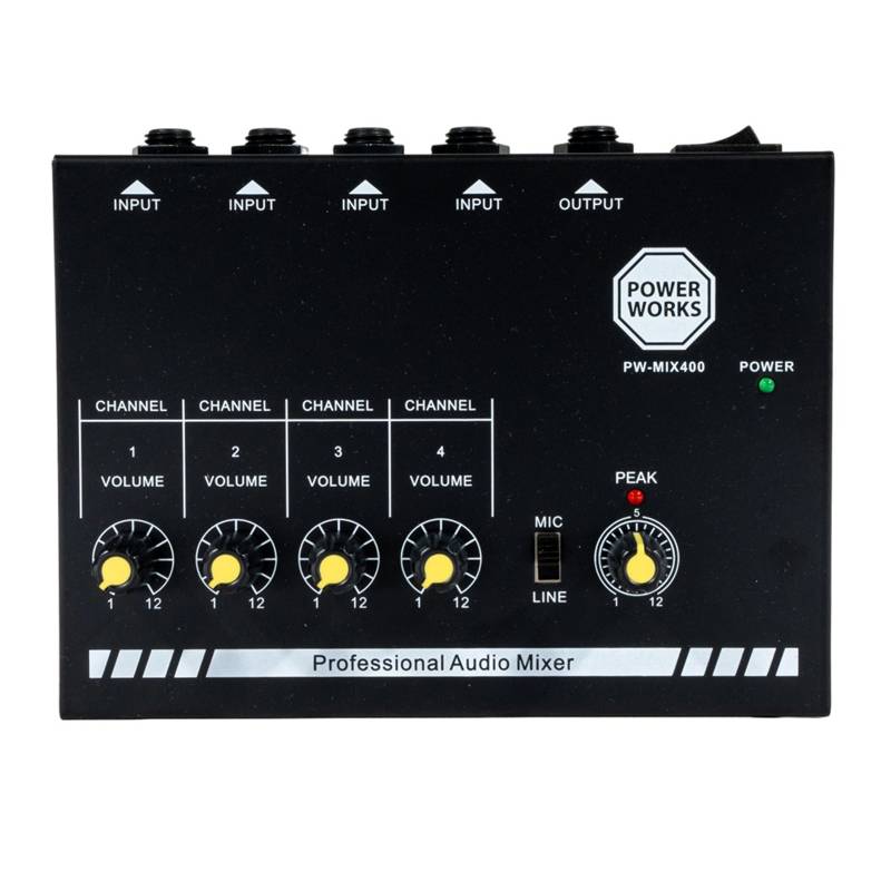Power Works PW-MIX400 | 4-Channel Mini Audio Mixer