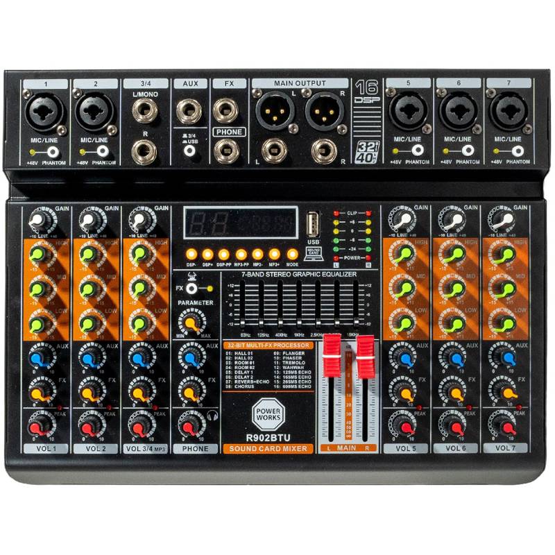 Power Works R902BT-USB | 8-Channel Analogue Mixer