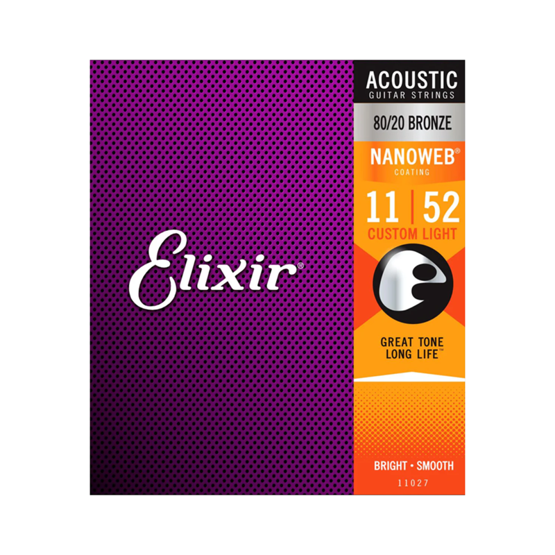 Elixir 11027 | 11-52 80/20 Bronze Acoustic Guitar Strings (Nanoweb)