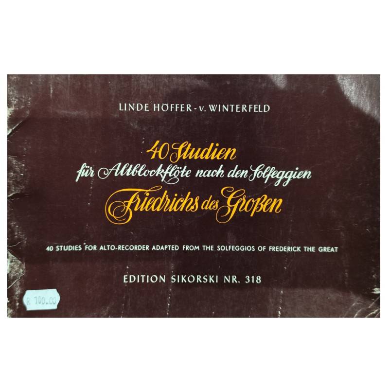 40 Studies for Alto Recorder | Alto Recorder Pieces