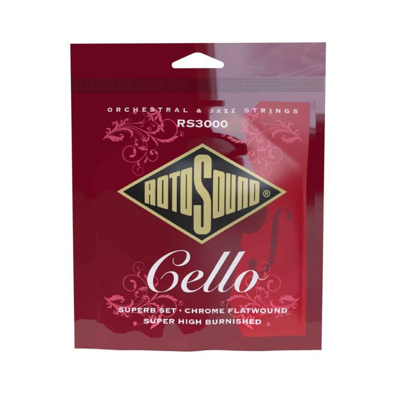 Rotosound RS3000 | Professional Cello Chrome Flatwound Strings Set 4/4