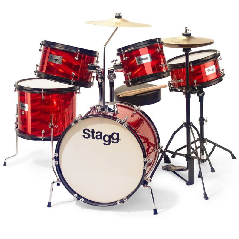 Stagg 5 Piece Junior | Drum Kit with Hardware (Red)