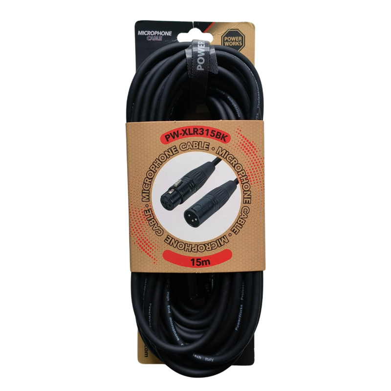 Power Works PW-XLR315BK | 15m Male to Female XLR Cable