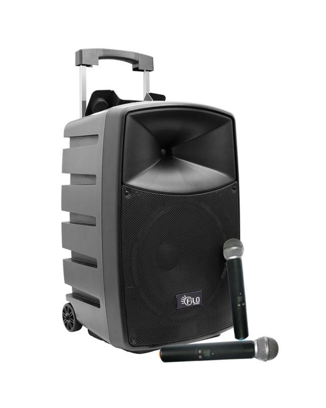 Filo FDA12PA |  12" Portable  Speaker System With Cordless Microphones