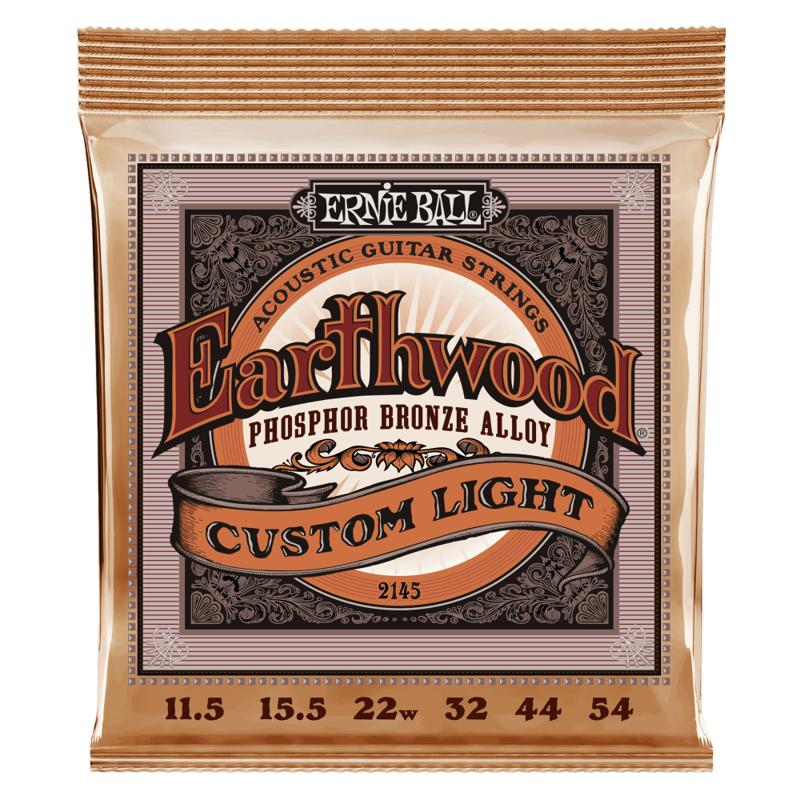 Ernie Ball 2145 | Custom Light Earthwood Phosphor Bronze Acoustic Guitar Strings  (Guage 11.5-54 )