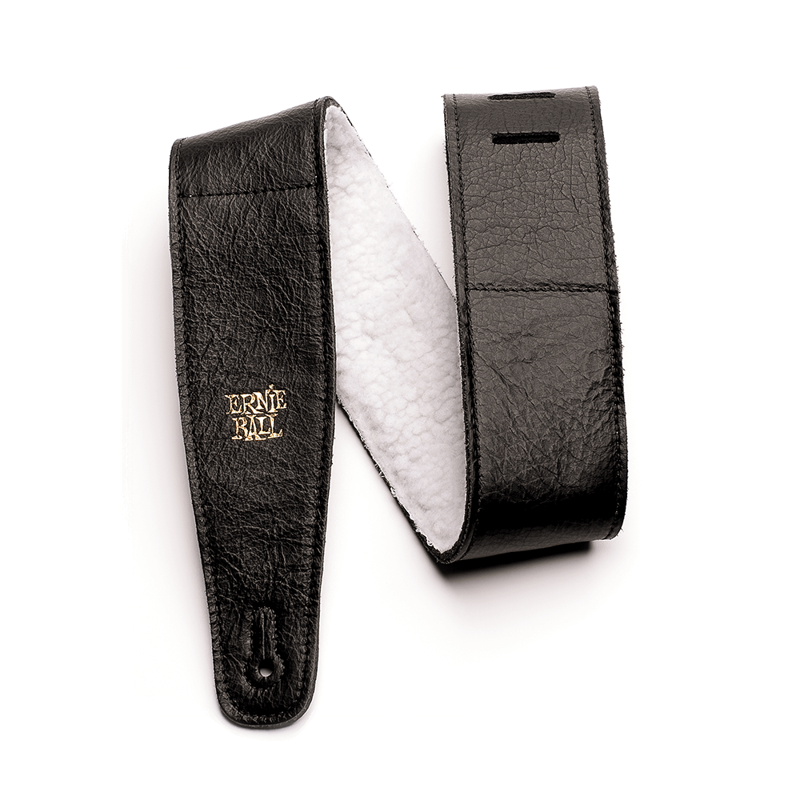 Ernie Ball 4137 | 2.5" Italian Leather w/Fur Padding Guitar Strap/Bass Strap (Black)