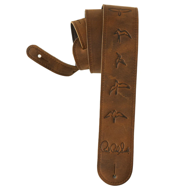 PRS | Bird Logo Leather Guitar Strap (Brown)