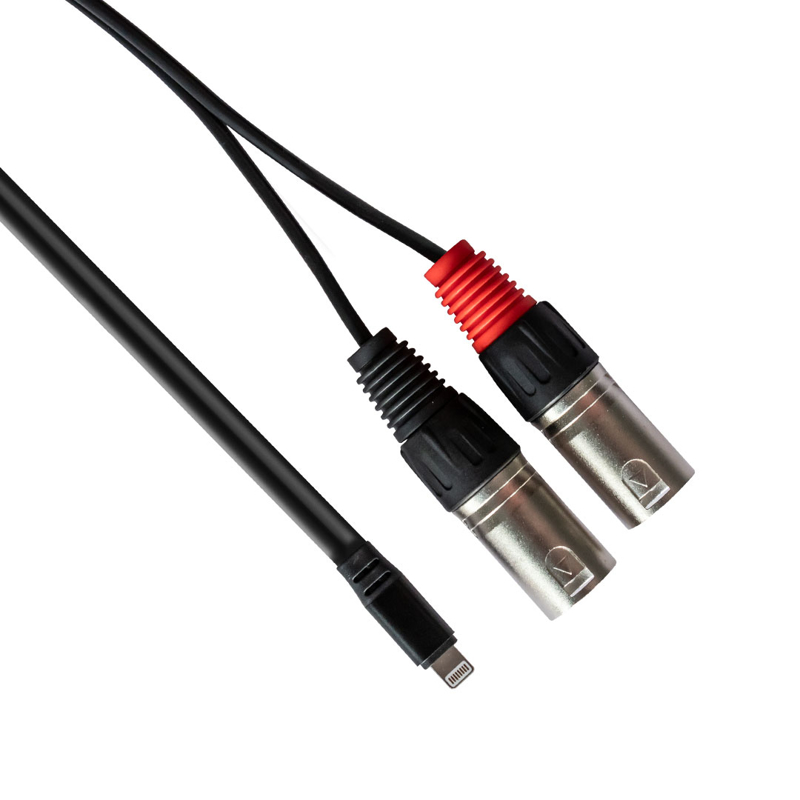RubiQube IPDXL | Lightning (iPhone) to Dual XLR 1.8M Cable