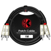 Kirlin AP-401PR /BK | 2x Male RCA - 2x Male RCA Dual Patch Cable 1M