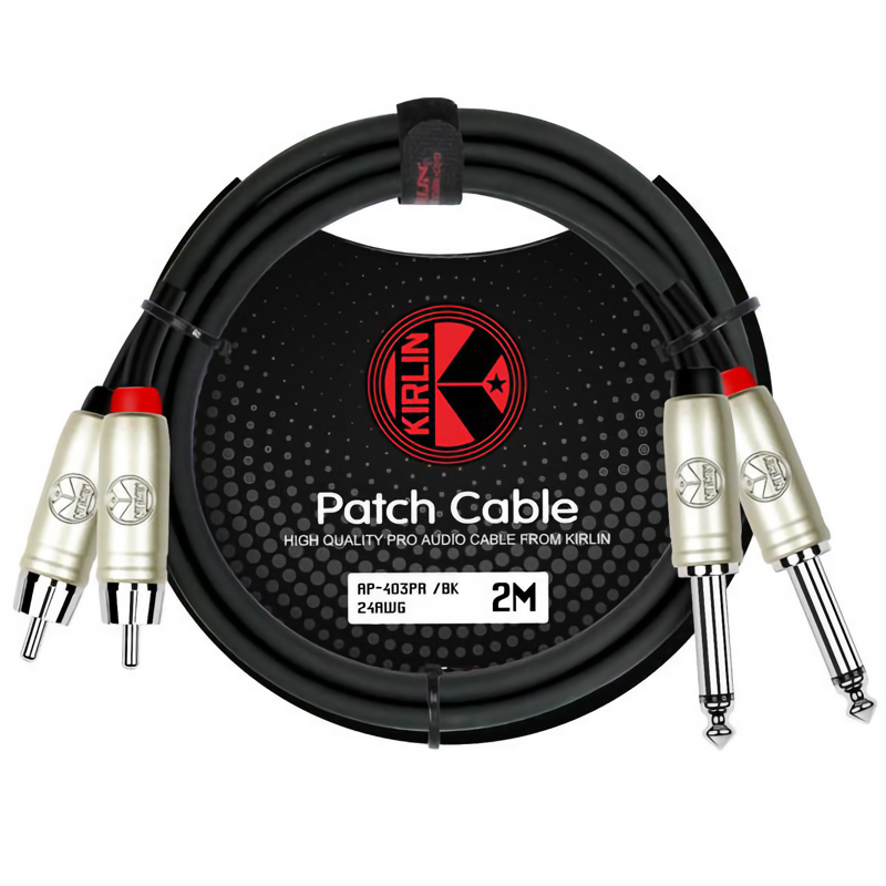 Kirlin AP-403PR | 2x 1/4" Male Mono Jack to 2x Male RCA Dual Patch Cable