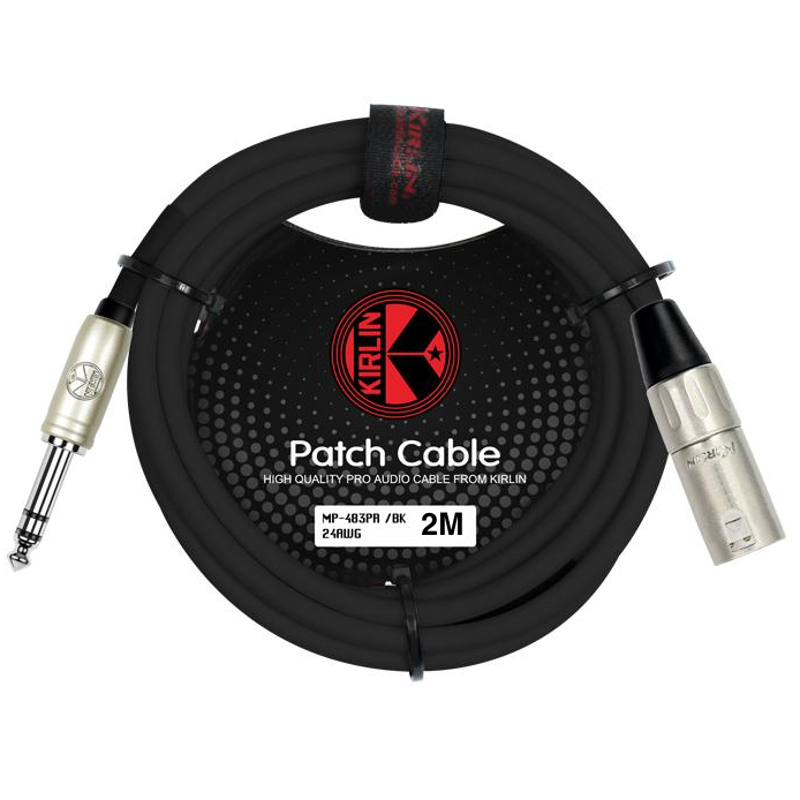 Kirlin MP-483PR/BK | XLR Male to Jack Stereo Balanced Patch Cable 2M